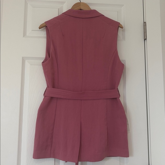 RAG & BONE Margot sleeveless blazer self tying belt front button blush pink sz4 - Picture 4 of 14